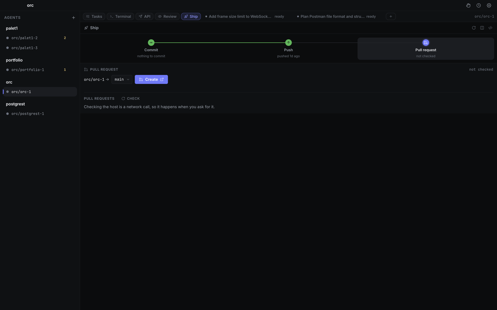Commit, push and pull request in orc